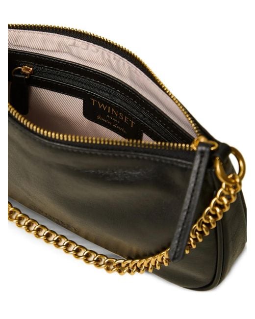 Twinset Black Leather Shoulder Bag