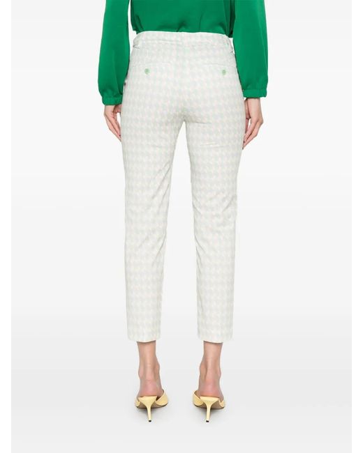 Marc Cain White Geometric-Print Trousers