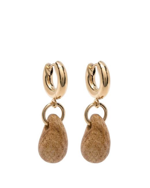 Isabel Marant Metallic Créoles À Pendentif En Pierre