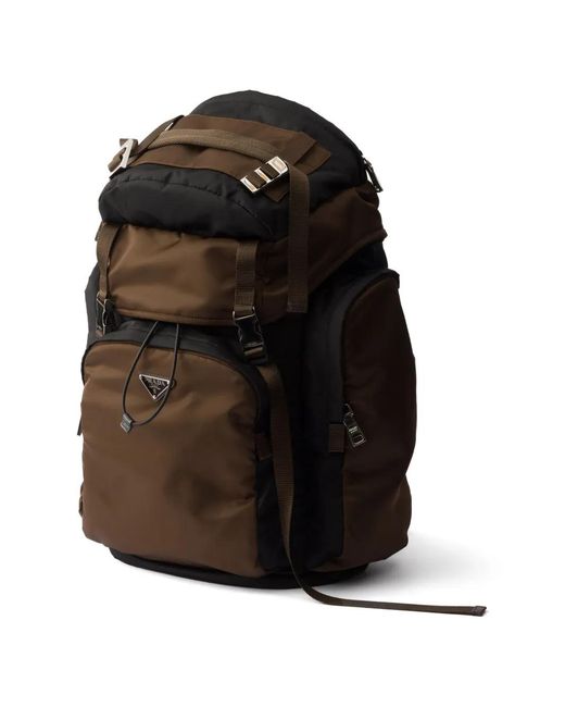 Mochila Con Hebilla Y Placa Del Logo Prada de hombre de color Black