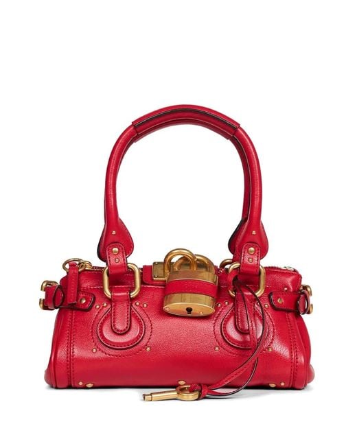 Chloé Red Paddington Leather Shoulder Bag