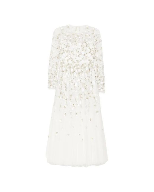 Needle & Thread White Trailing-Roses Ankle Gown