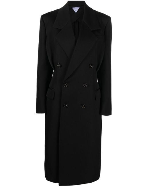 Manteau en laine à boutonnière croisée Bottega Veneta en coloris Black