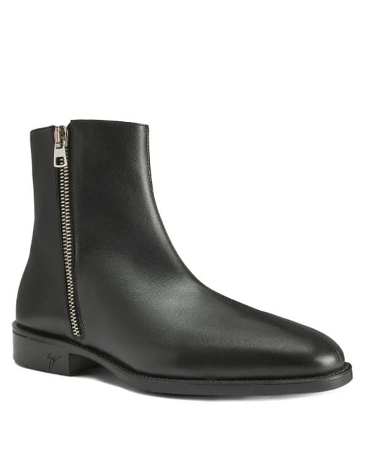 Giuseppe Zanotti Black Zip-Detail Leather Boots for men