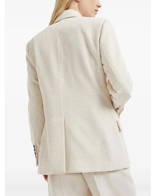 Brunello Cucinelli Natural Cotton Blend Double-Breasted Jacket