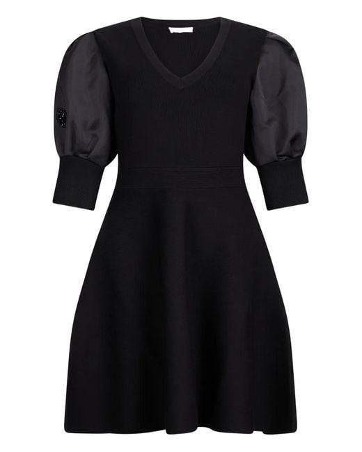 Liu Jo Black Embellished Puff-Sleeve Dress