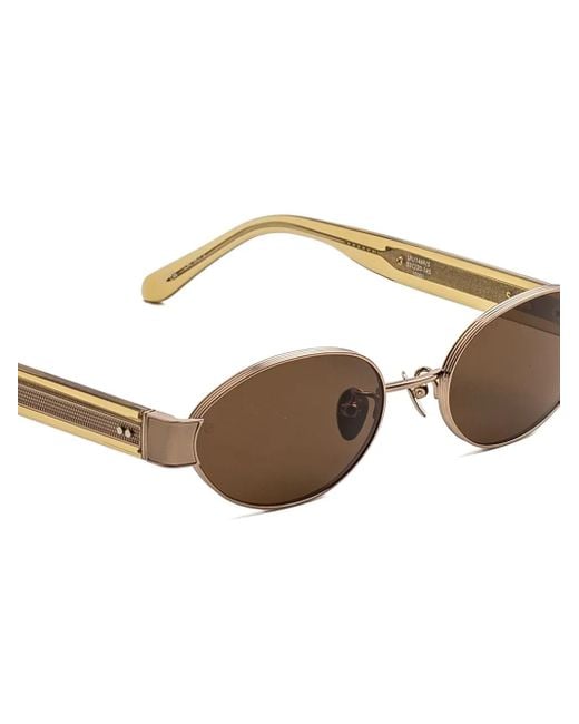 Linda Farrow Brown Sadie Oval-Frame Sunglasses
