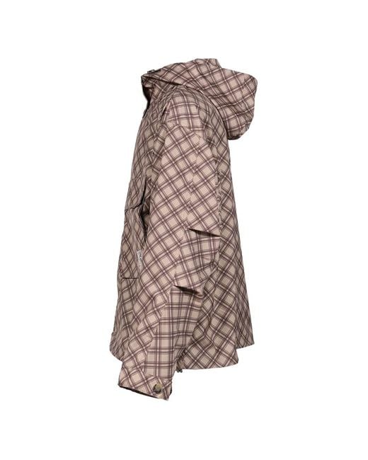 Rassvet (PACCBET) Brown Tartan-Pattern Hooded Jacket