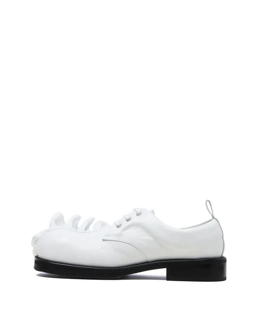 Comme des Garçons White Ruffled Leather Oxford Shoes for men