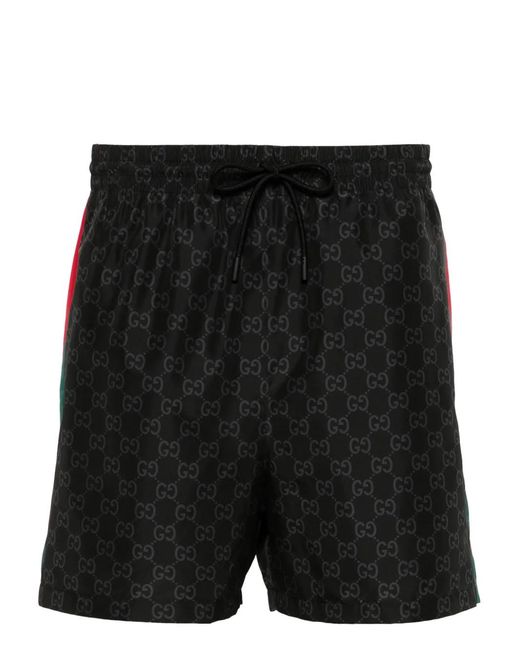 Gucci Black Gg Supreme-Print Swim Shorts for men