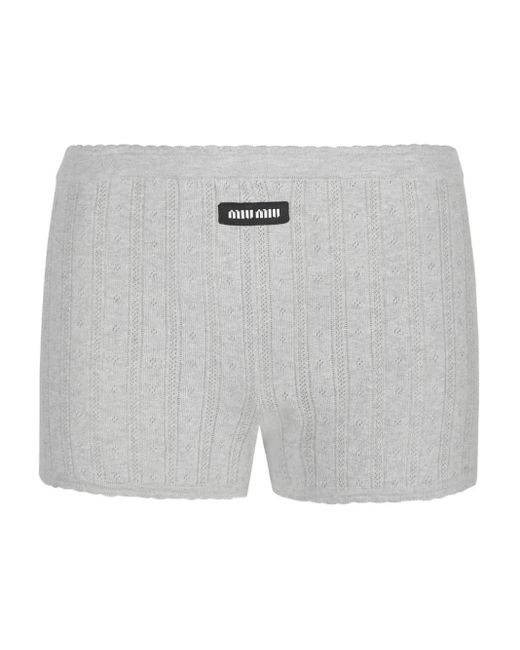 Pantalones cortos de canalé Miu Miu de color Gray