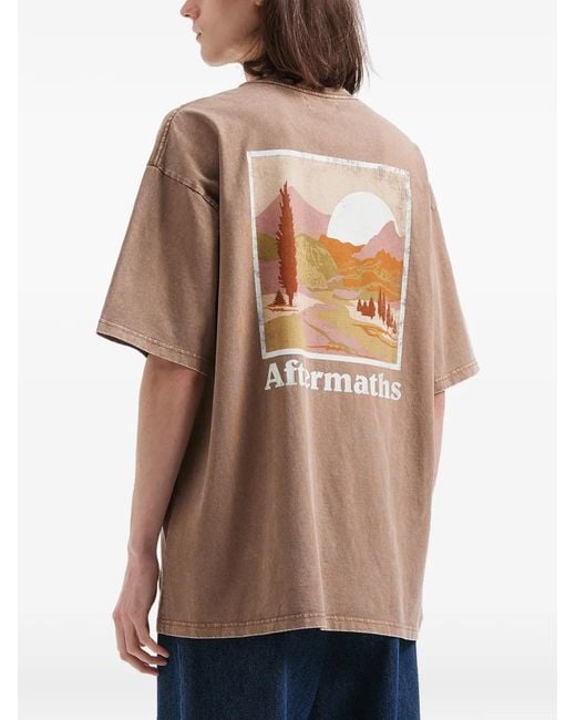 AFTERMATHS Brown Graphic-Print T-Shirt for men