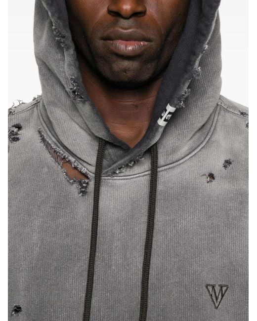 Maison Mihara Yasuhiro Gray Distressed Cotton Hoodie for men