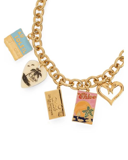 Chloé Metallic Collier Postcards À Breloques