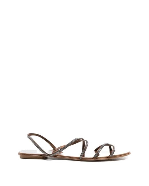 Pedro Garcia White Esme Crystal-Embellished-Strap Sandals