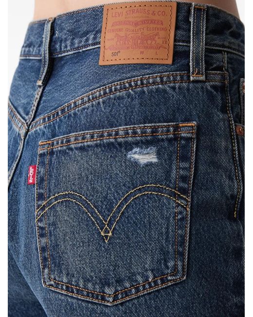 Levi's Blue 501 Distressed-Effect Denim Shorts