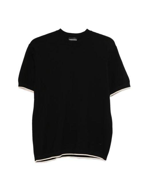 Emporio Armani Black Cotton Knitted T-Shirt for men