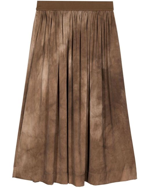 Uma Wang Brown Garment-dyed Pleated Skirt