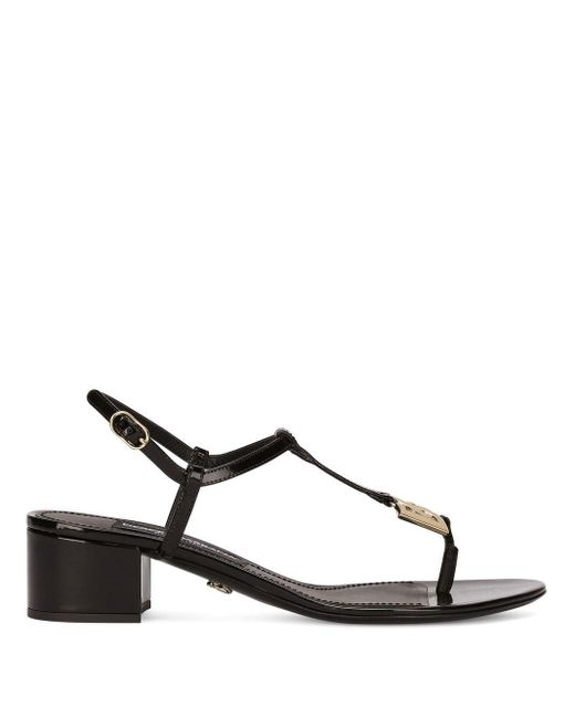 Dolce & Gabbana Dg Logo Thong 40mm Sandals in Black | Lyst UK