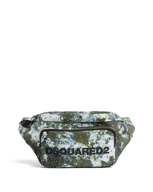 DSquared² Green Spray Paint Fanny Pack for men