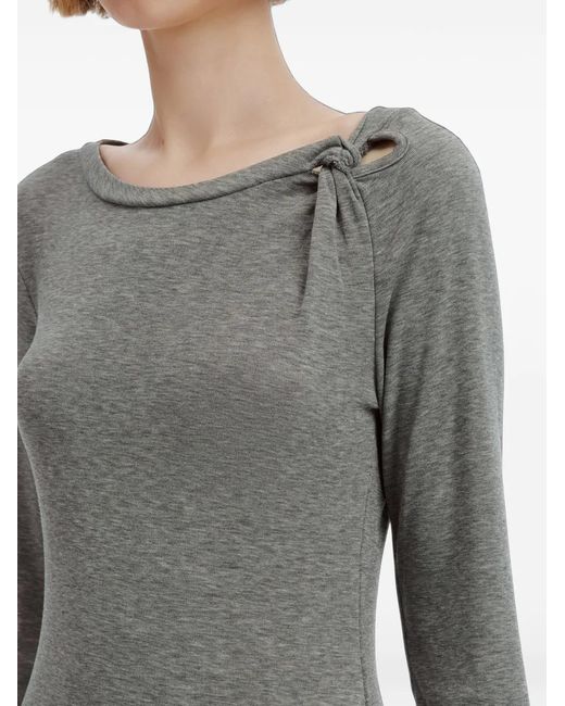 B+ AB Gray Knot-Detail Long-Sleeve Top