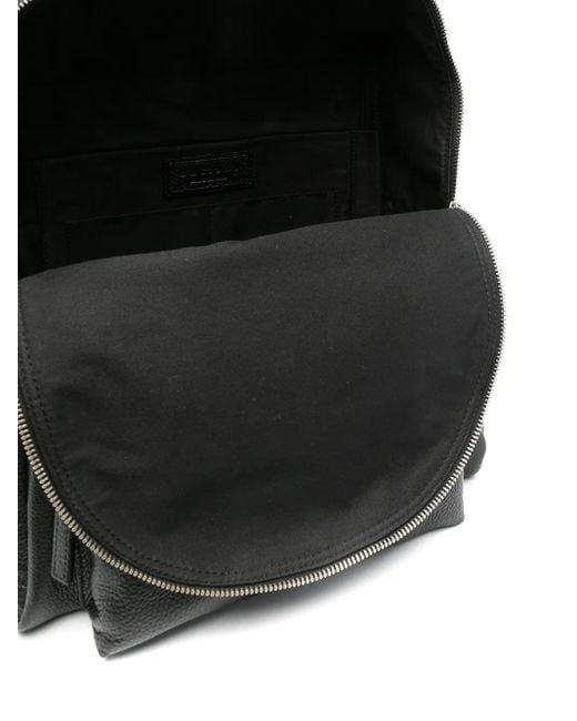 Orciani Black Leather Backpack