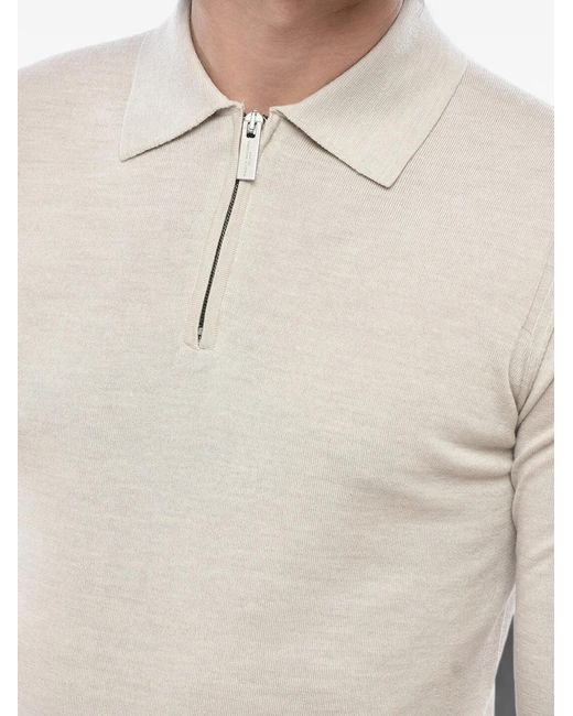 Paolo Pecora White Half-Zip Polo-Collar Sweater for men