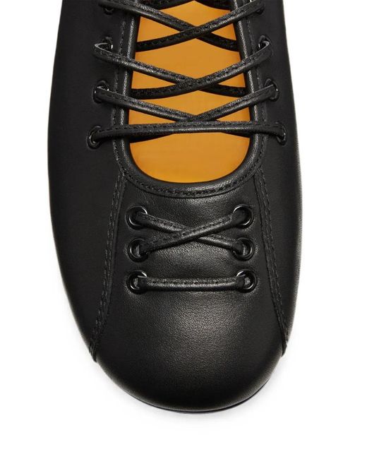 LILI CURIA Black Isolde Leather Ballet Flats