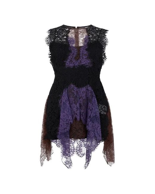 Alberta Ferretti Blue Frayed-Hem Blouse