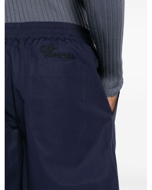 Versace Blue Logo-embroidered Bermuda Shorts for men