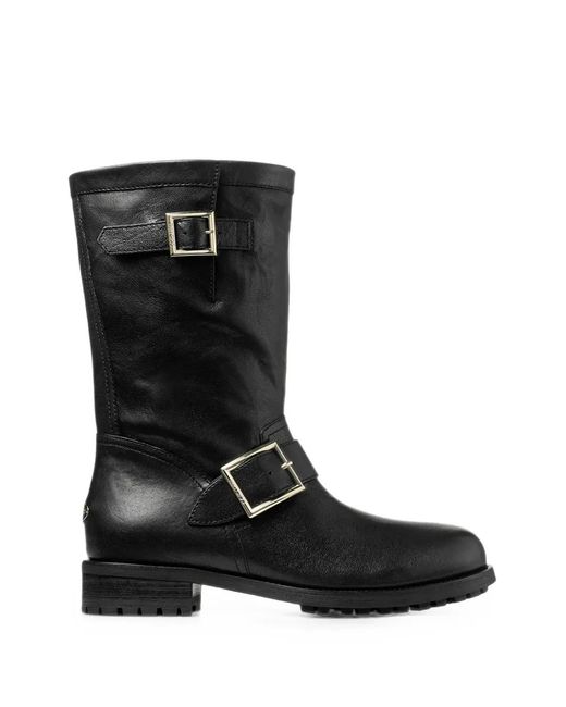 Jimmy Choo Black Biker Mid Leather Ankle Boots
