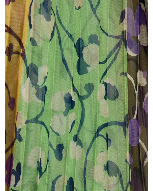 LaDoubleJ Green Robe Longue Angel Plissée À Fleurs