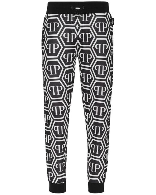 Philipp Plein Black Monogram Track Pants for men