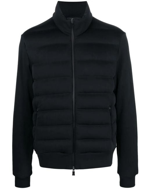 Herno Blue Funnel-Neck Padded Jacket for men