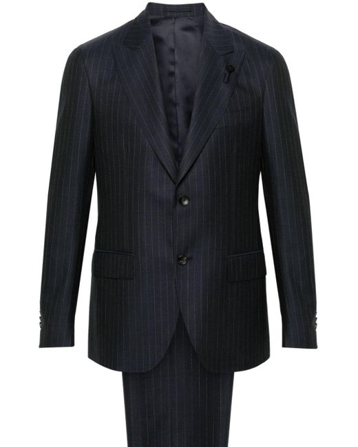 Lardini Blue Pinstriped Single-breasted Wool Suit for men