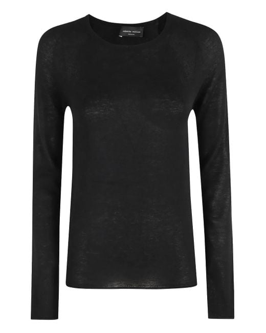 Top A Maniche Lunghe di Roberto Collina in Black