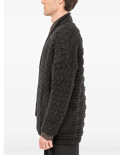 DEVOA Black Textured Cardigan for men