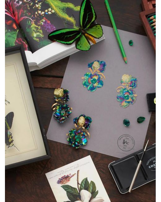 Anabela Chan Green 18Kt Magnolia Multi-Stone Earrings