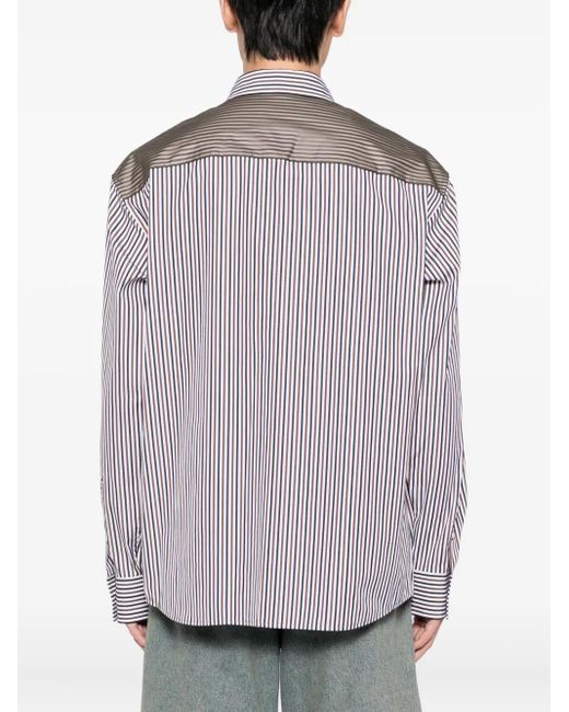 we11done Gray Striped Button-Down Shirt for men