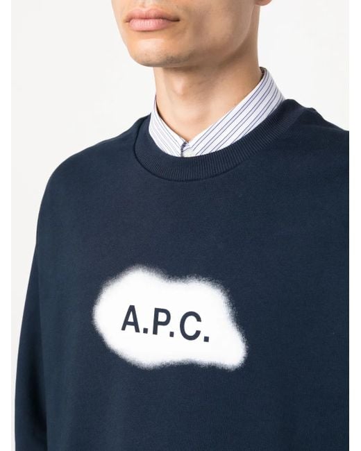 A.P.C. Sweater Met Logoprint in het Blue voor heren