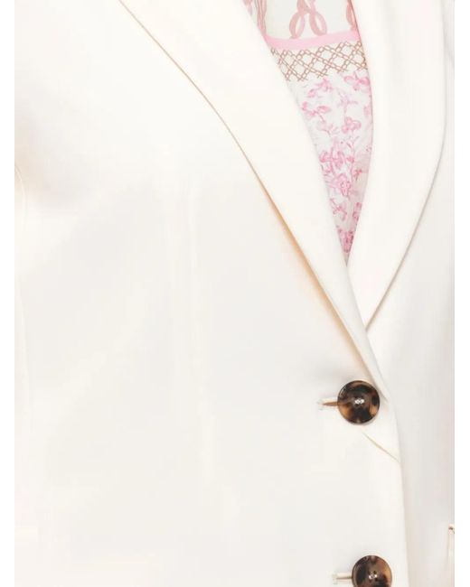 Emme White Notched-Lapels Single-Breasted Blazer