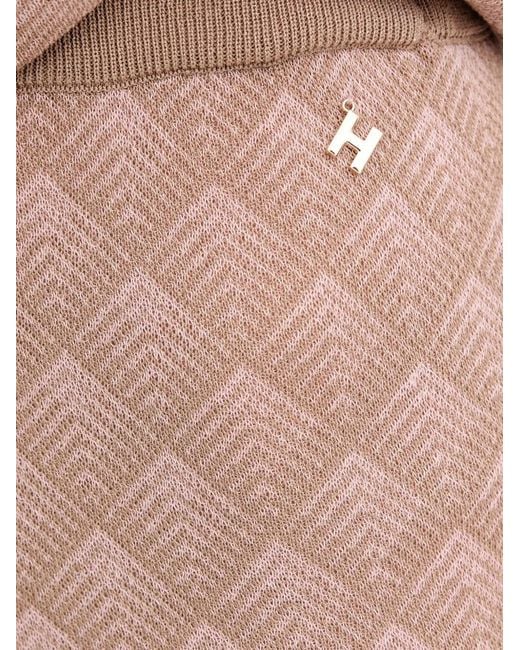 Silvian Heach Pink Aris Geometric-Pattern Flared Trousers