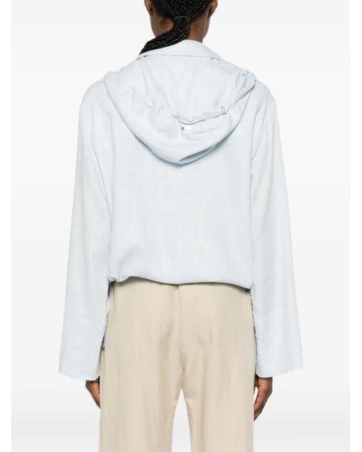 Herno White Veste À Capuche À Lien De Resserrage