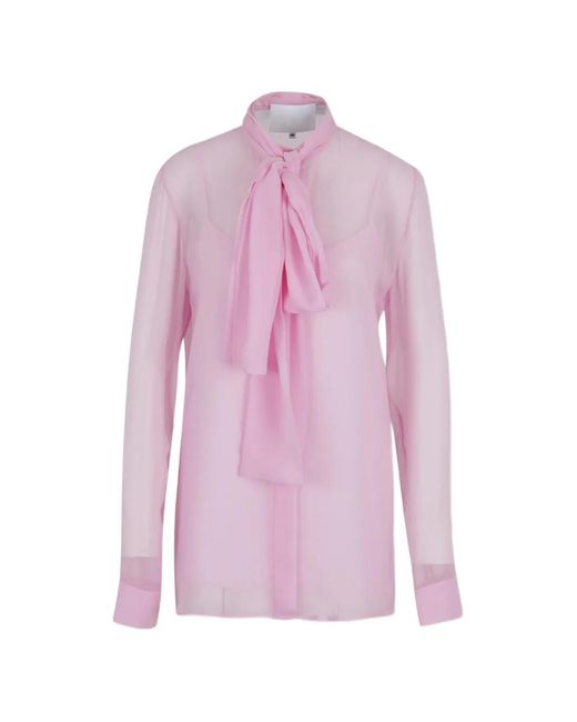 Costarellos Pink Tie-Neck Blouse