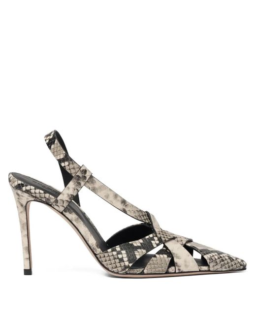 Scarosso Metallic 85Mm Athena Snakeskin-Embossed Slingback Pumps