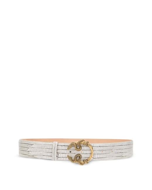 Roberto Cavalli White Snake-Buckle Belt
