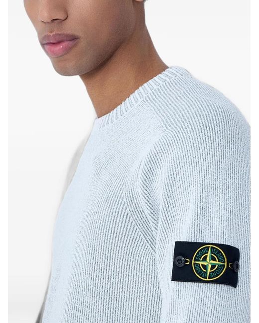 Stone Island White Cotton Crew Neck Sweater for men