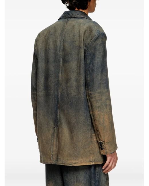 DIESEL Gray Distressed Denim Blazer