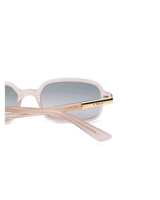Chloé White Lunettes De Soleil À Monture Rectangulaire