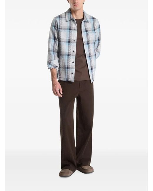 Samsøe & Samsøe Blue Check-Pattern Button-Down Shirt Jacket for men